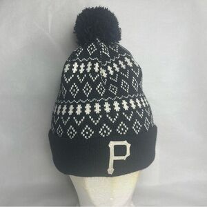 ‘47 Brand Pittsburgh Pirates Beanie Women’s Black White Knit Pom-Pom Poof Hat